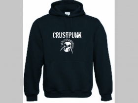 Crust Punk mikina s kapucou stiahnutelnou šnúrkami a klokankovým vreckom vpredu 